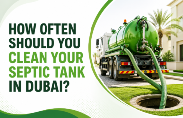 "Septic tank cleaning Dubai service truck removing wastewater from a residential septic tank system in Dubai, UAE."